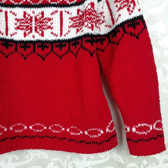 Yarnworks Snowflake Chunky Knit Sweater Size M. Red black white. Ski Novelty - Picture 6 of 11